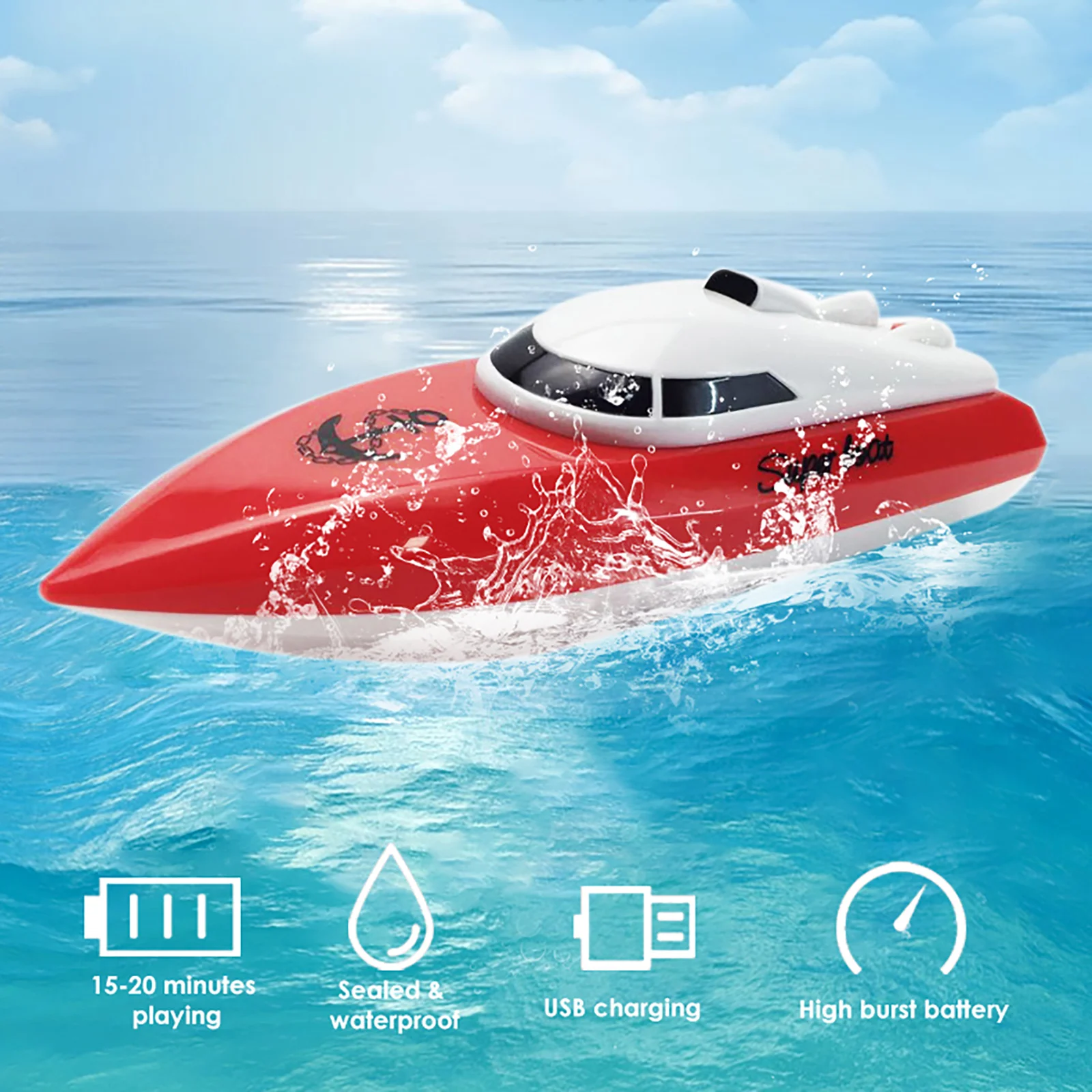 Remote Control Boat for Pools 12mph RC with 2 Rechargeable Battery and White 2.4GHz Pool Toys Kids |
