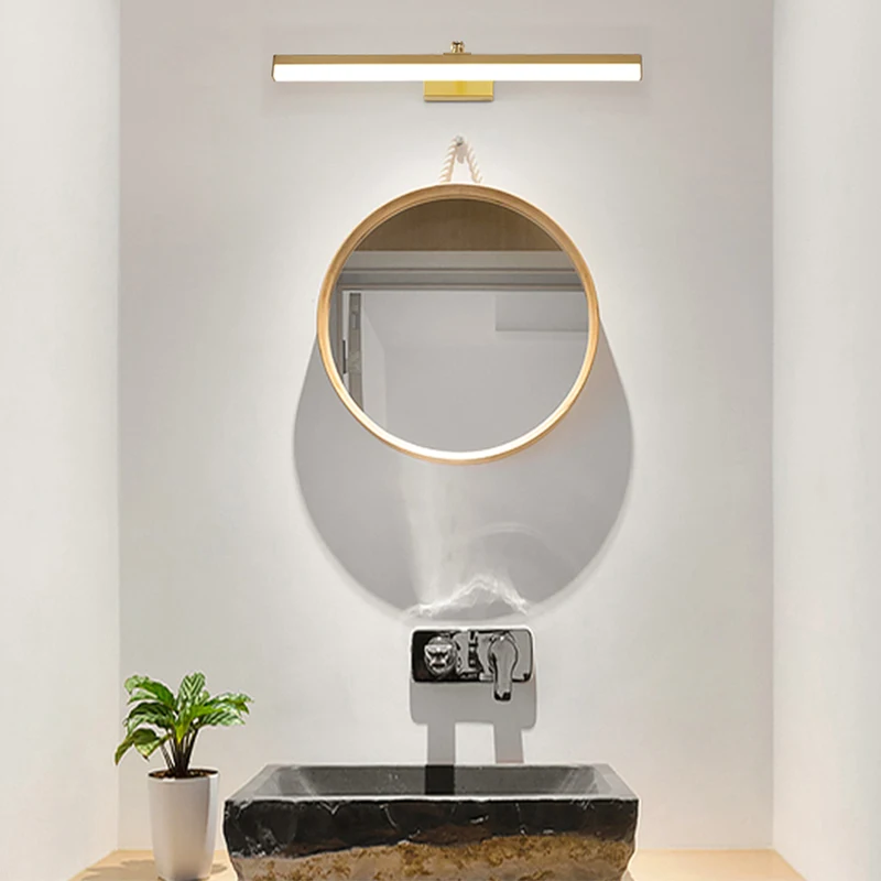 9W Copper Mirror Light Modern LED Wall Lights Gold Makeup Mirror Lamps Vanity Lights for Mirror Bathroom Living Room Bedroom