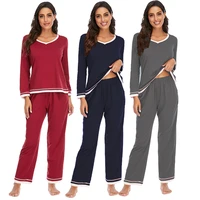 new cotton hot style pyjamas set round neck long sleeved pajamas set womens home woman pijama set