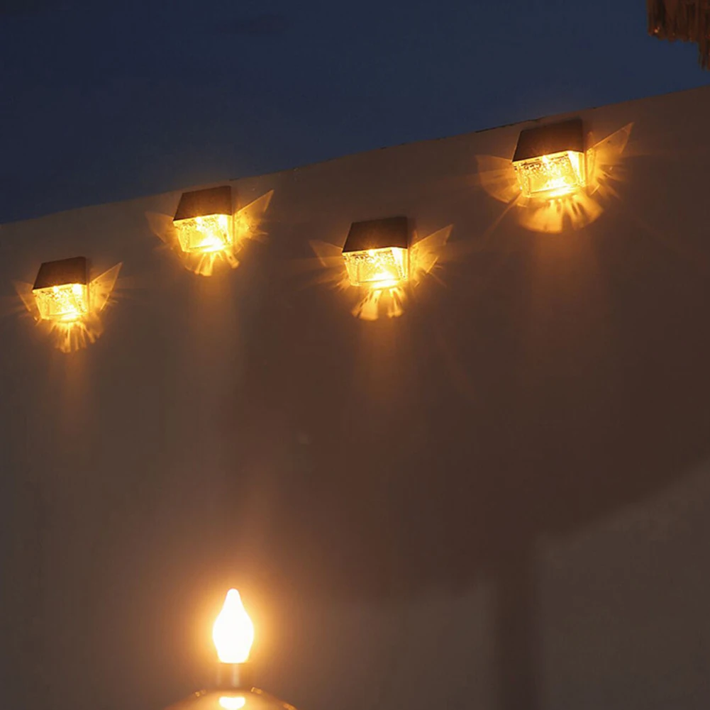 4pcs LED Solar Lamp Path Stair Outdoor Waterproof Wall Light Garden Yard Landscape Balcony Fence Lighting