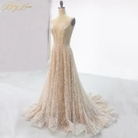 sparkle champagne evening dress elegant gown long sexy v neck formal shiny prom dress with train robe de soire sequi dress new