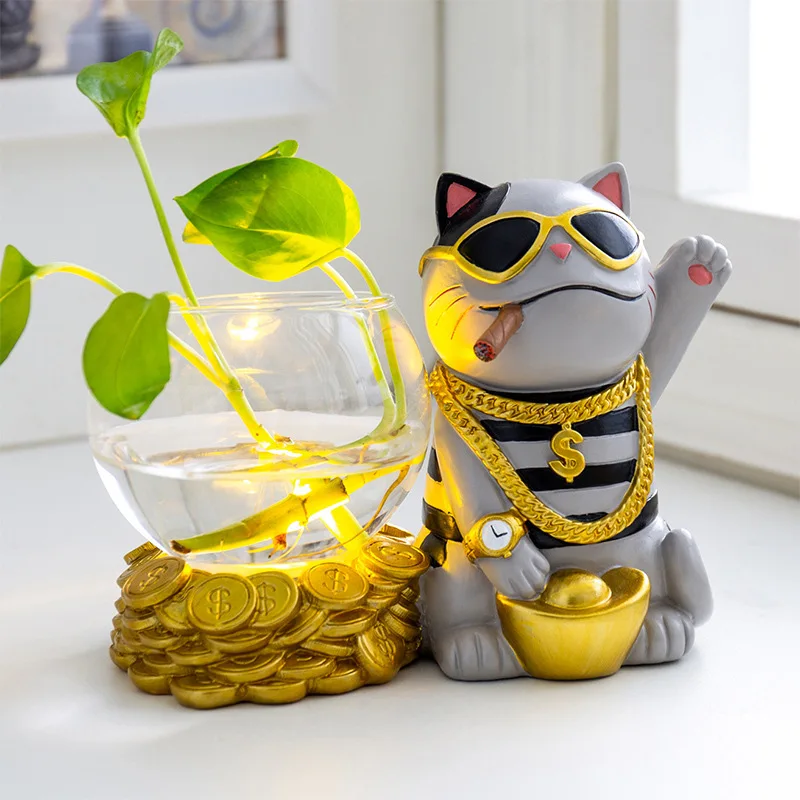 

Креативная ваза Lucky Cat для гидропонных систем, подарок для открытия мультяшного кота, украшение для дома, гостиной, талисман, настольное укра...