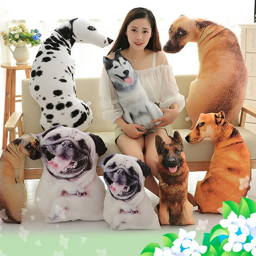 

3D Simulation Dog Pillow Shapi Dalmatian Husky Plush Cushion Office Napping Home Practical Washable Pillow