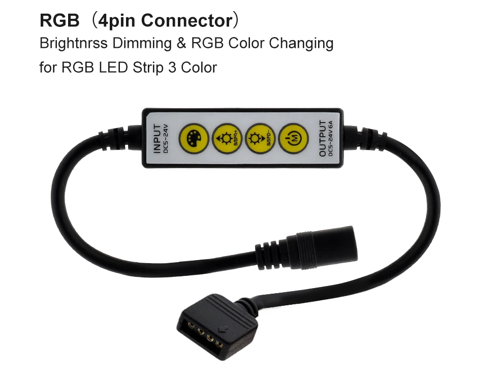 Четырехкнопочный мини-контроллер RGB / RGBW USB Одноцветный/двойной белый/RGB/RGBW + CCT