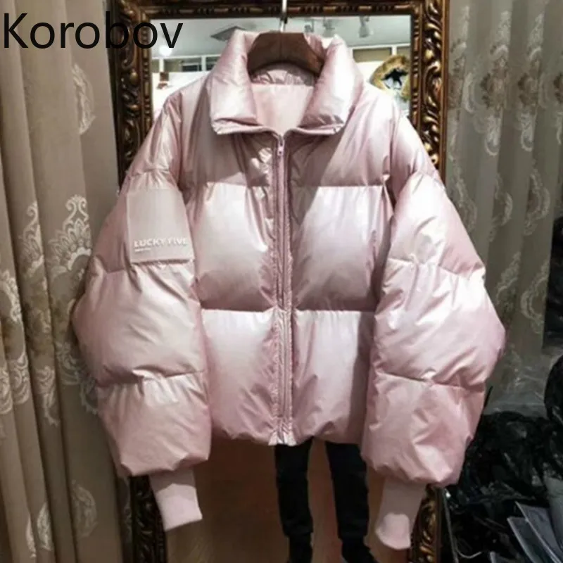 Женская парка на утином пуху Korobov однотонная куртка молнии с воротником стойкой в