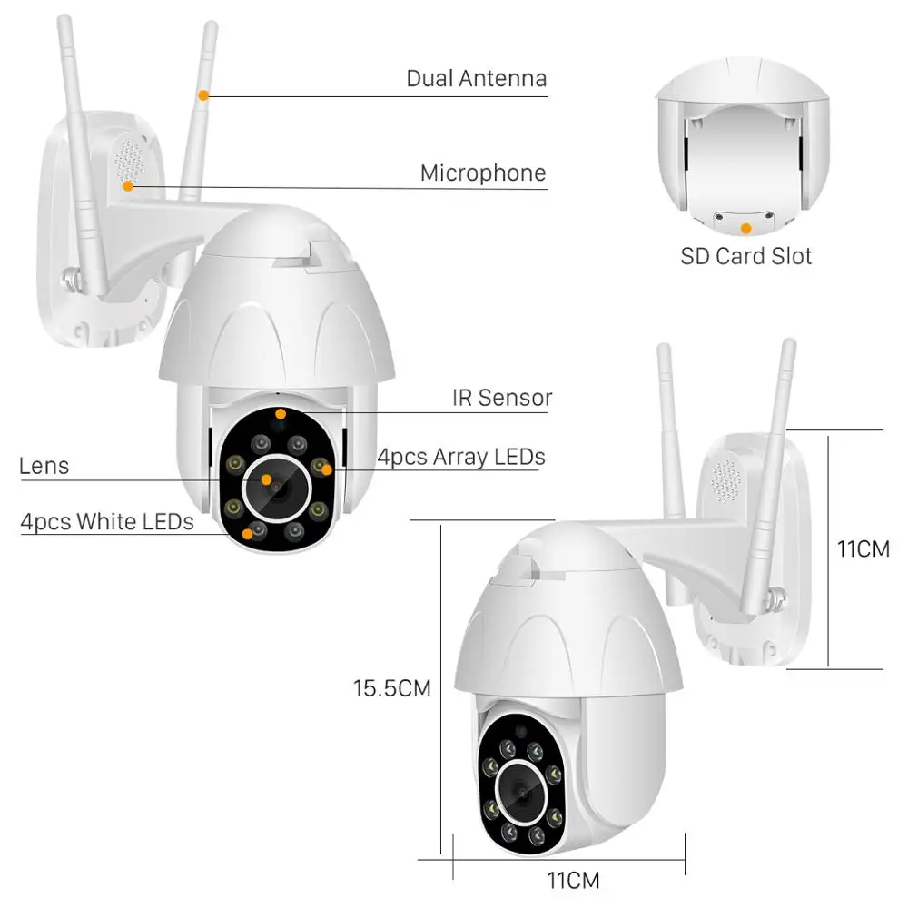 Беспроводная PTZ камера besder 1080 P, наружная, IP66, водонепроницаемая, ONVIF, двухсторонняя, аудио, связь, Wi-Fi, ip-камера безопасности, 30 м, ночное видение, CCTV