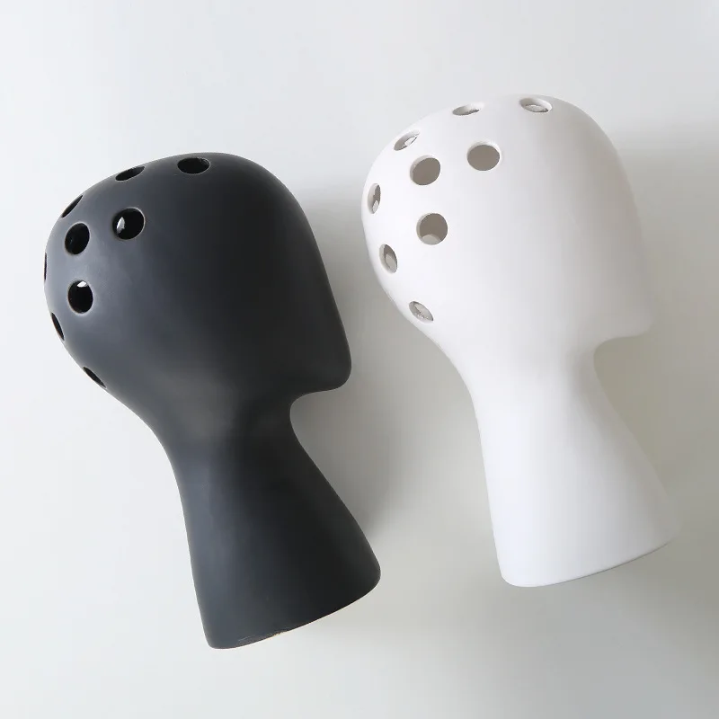 Nordic Style Ceramics Human Head Statue Vase Desktop Ornaments Home Decoration Christmas Decorations | Дом и сад