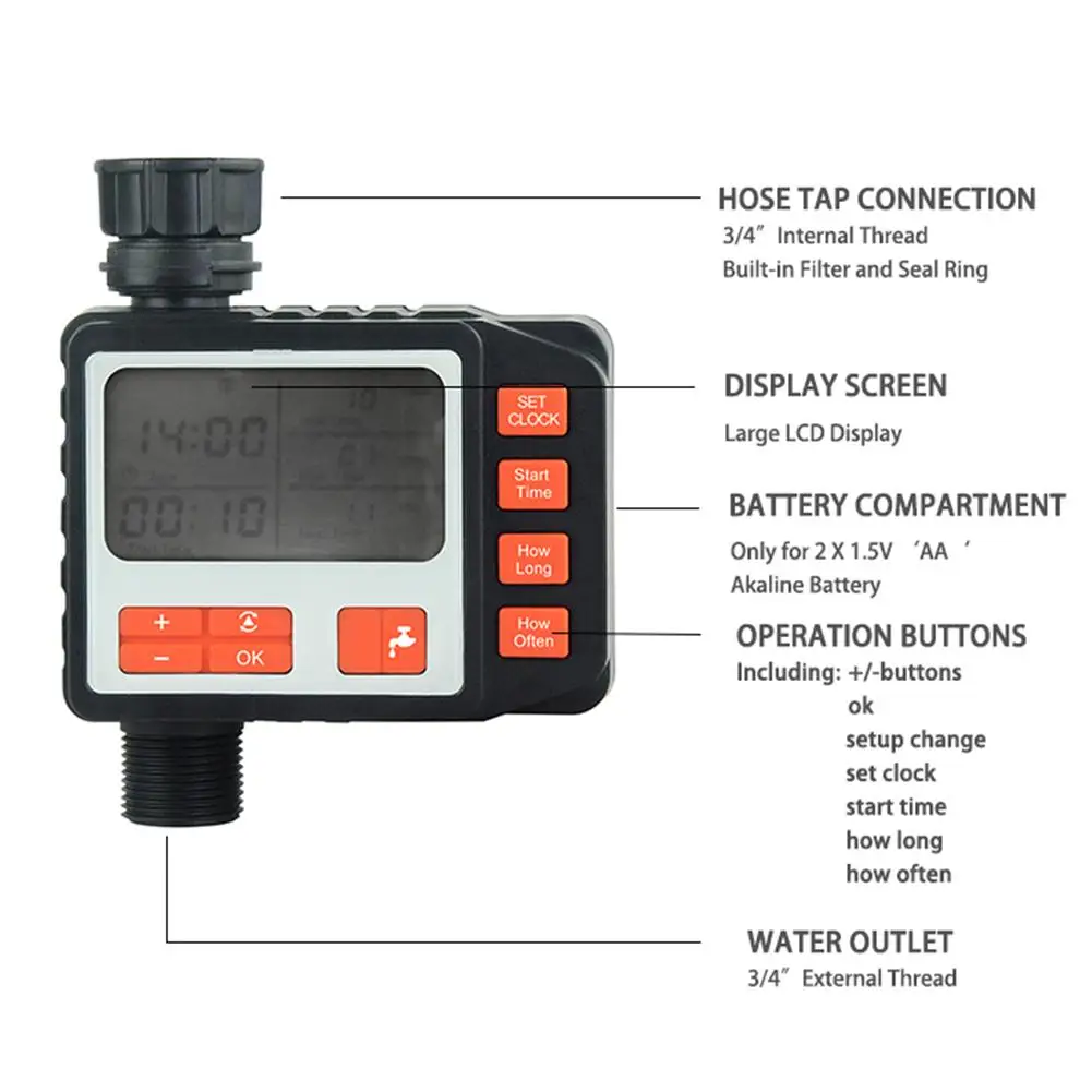 

Outdoor Garden Irrigation Controller Solenoid Valve Timer Garden Automatic Watering Device Garden Supplies