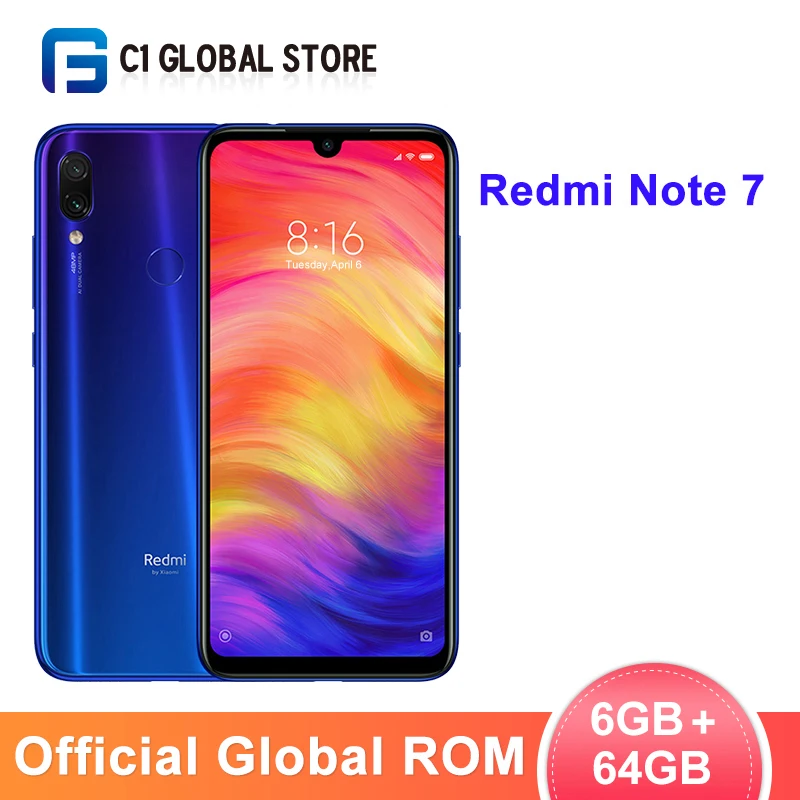 Xiaomi Redmi Note 7 смартфон с восьмиядерным процессором Snapdragon 660 ОЗУ 6 ГБ ПЗУ 64 19 5 дюйма 4000