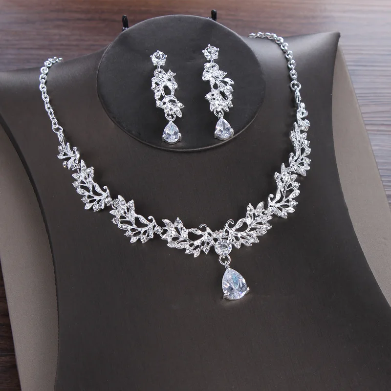 

Модный прозрачный циркон ожерелье серьги набор Свадебные ювелирные изделия аксессуары Стразы AAA фианит кулон женские подарки
