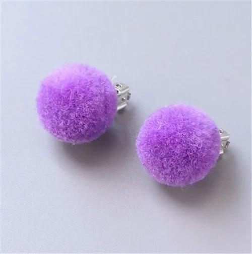 Purple UNWE 1 пара серьга в виде клипсы не прокалываются клипсы для ушей милая леди/девушки Помпон Мяч невидимая Подушка ушные клипсы для изящных детей - Окраска металла: Purple