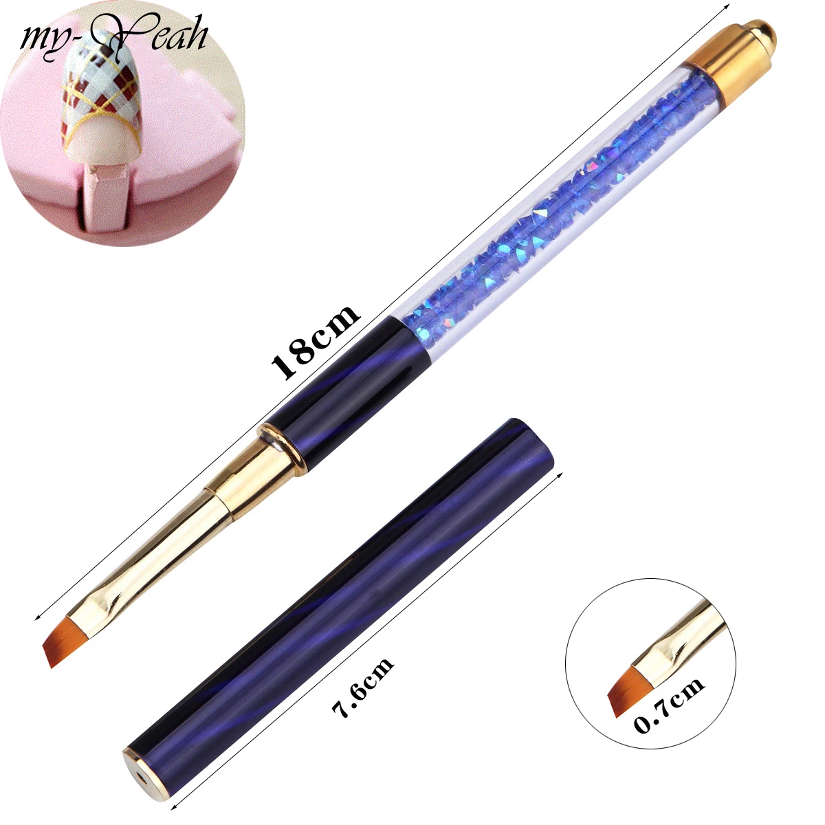 my-Yeah Nail Art Multipurpose Cat Eye Rhinestone Paint Brush Kit Acrylic Gel Polish Extension 3D Liner Flower DIY Gradient Pens - Цвет: blue