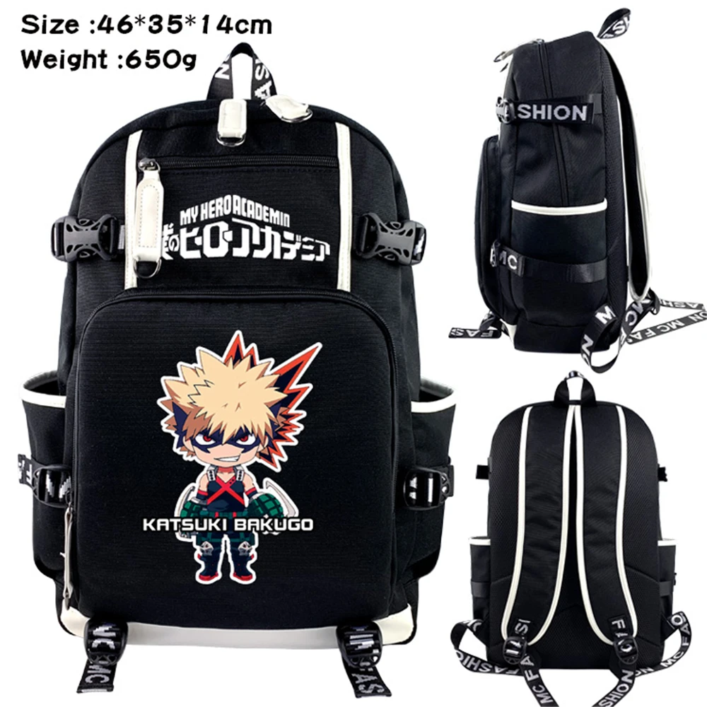 

Anime My Hero Academia Canvas Backpack Zipper Shoulders Travel Laptop Bag Student Packsack Teenager Schoolbag Cartoon Bookbag