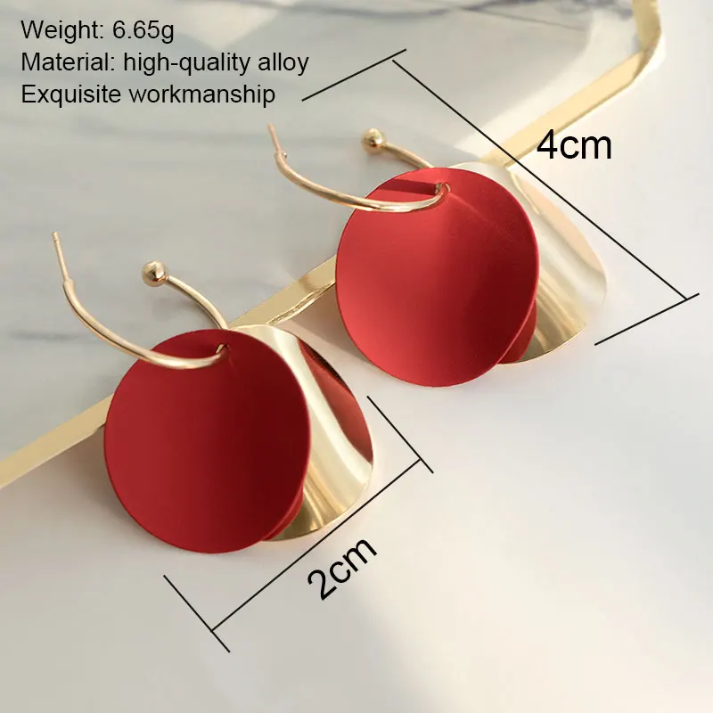 

BICUX 2020 Fashion Acrylic Korean Drop Earrings for Women Statement Geometric Gold Sequin Cake Dangle Hanging Earring Jewelry