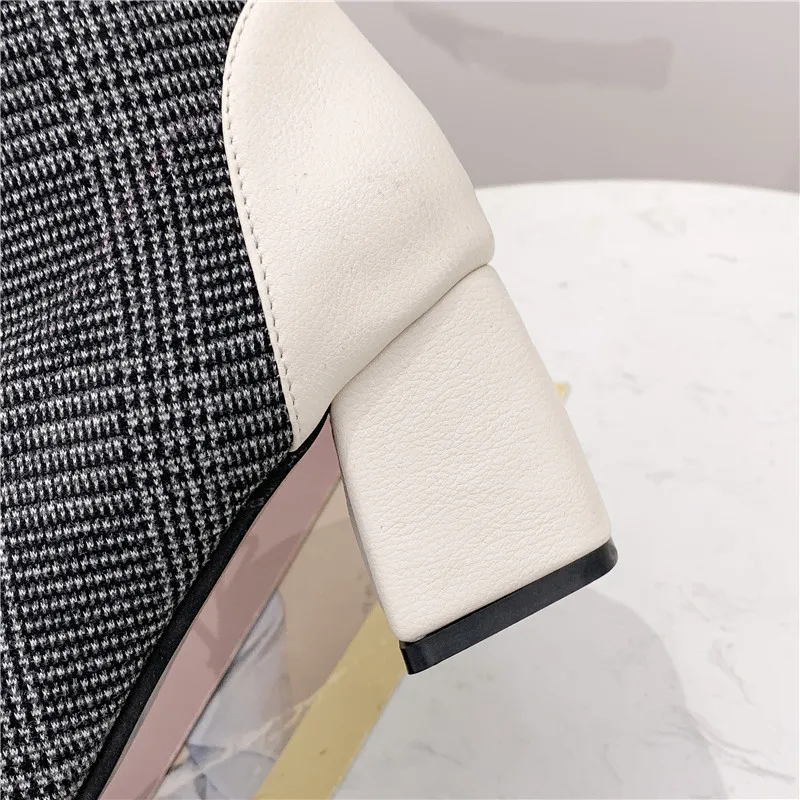 Модные женские ботильоны новый стиль квадратный носок однотонная обувь Laies