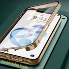 Прозрачный двухсторонний чехол с пряжкой для iPhone 11 12 Pro Max Mini XS XR X, прозрачный чехол с полным покрытием, противоударный защитный чехол-бампер