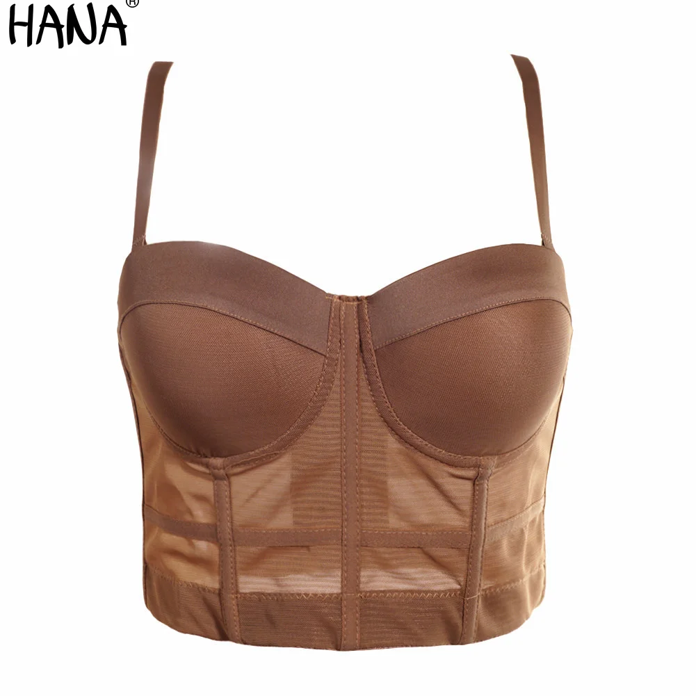 Размеры S M L XL модные сетчатый бюстгальтер пуш ап Bralet для женщин корсет бюстье