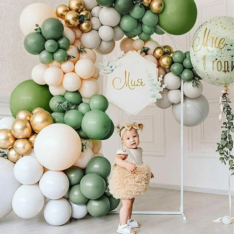 

152Pcs Avocado Green Balloons Garland Arch Kit Retro Blue Star Chorme Gold Latex Globos Birthday Christmas Wedding Party Decors