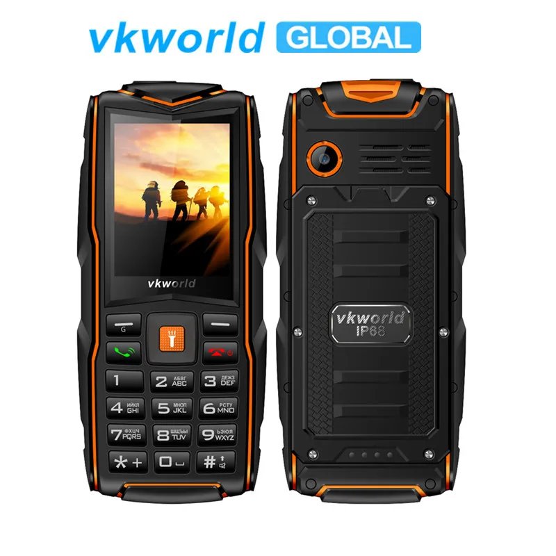 VKworld New Stone V3 мобильного телефона IP68 Водонепроницаемый вспышка светильник 2,4 дюймов 3000mAh GSM FM Русская клавиатура 3 слота для sim-карт