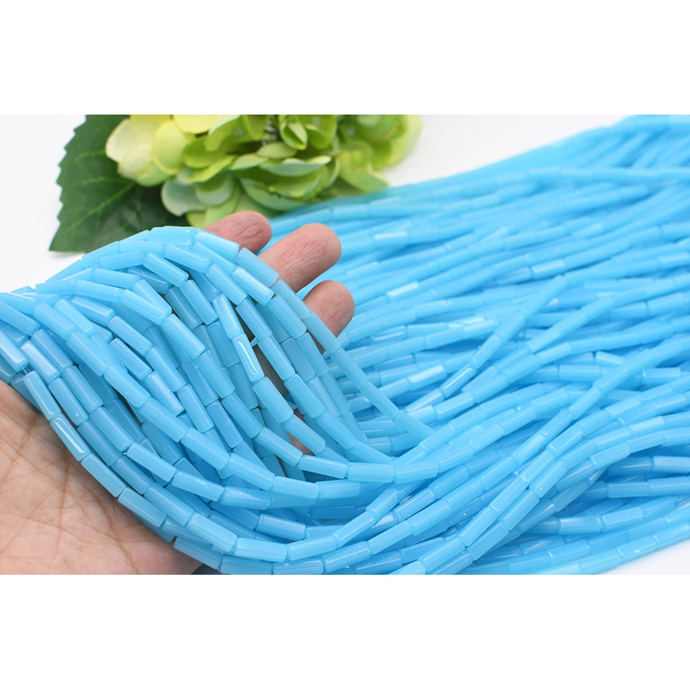

3 strands12x4mm Natural Smooth Fresh Blue jade Cuboid shape stone Beads 15.5"