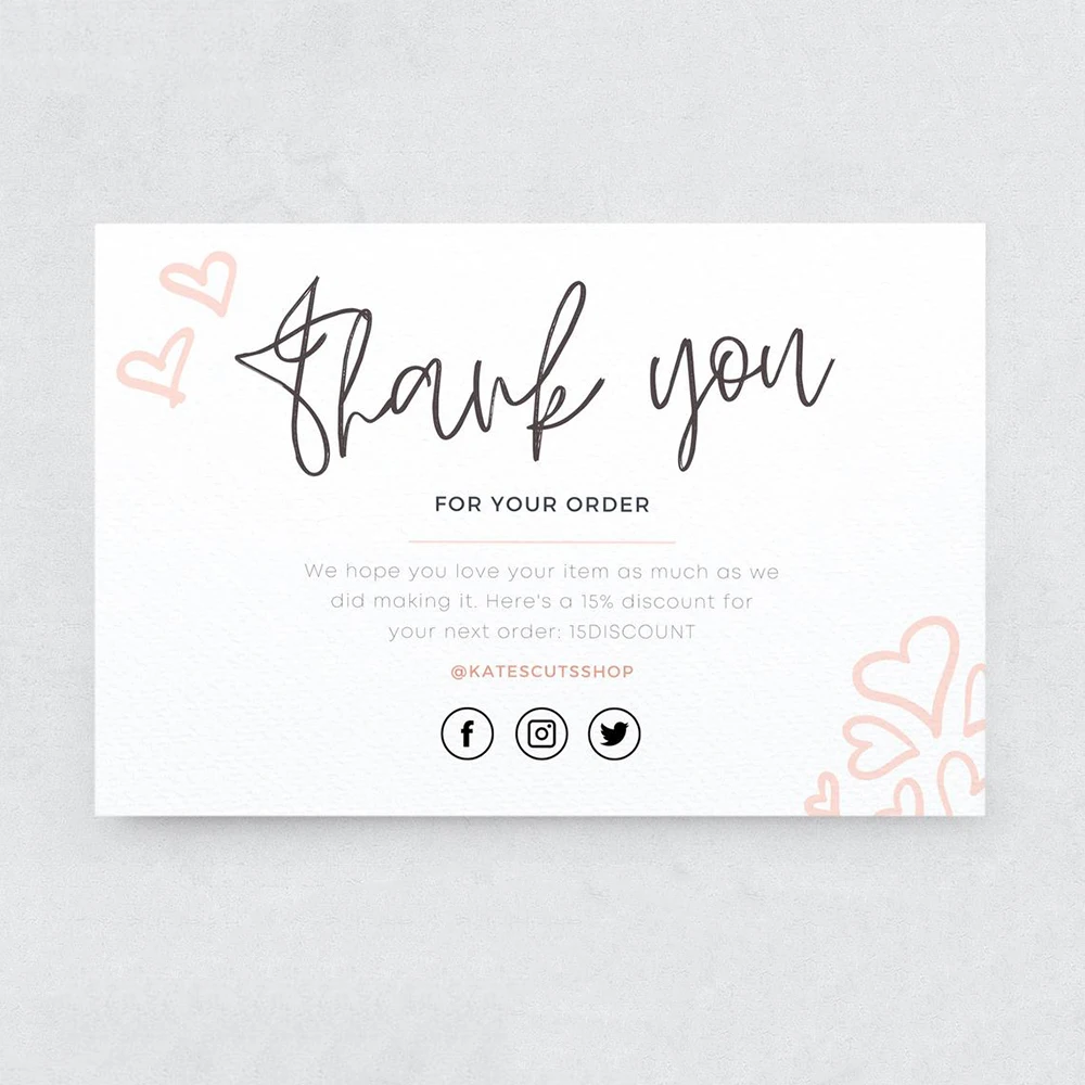 На заказ 100 открыток сердца спасибо вставить карту/Бизнес Спасибо за