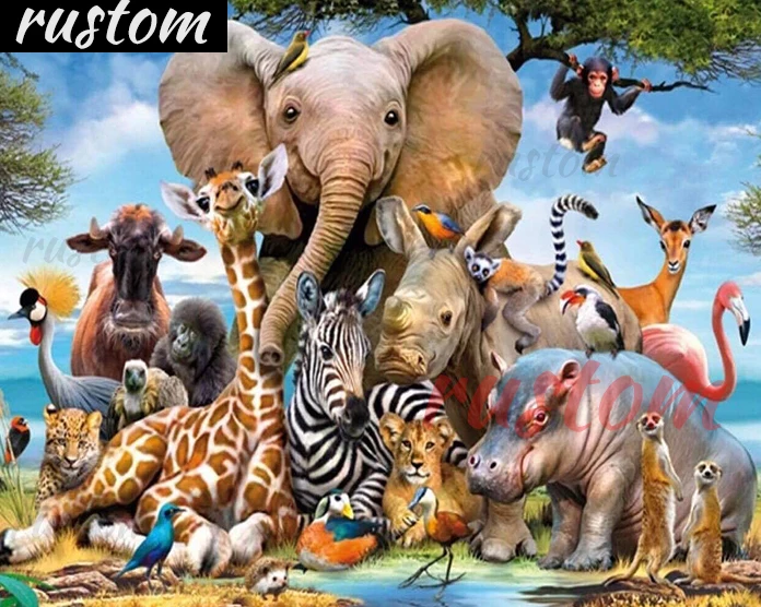 Набор для алмазной живописи сделай сам картина 5D с квадратными стразами Слоник в