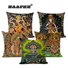 Наволочка в тайском стиле, статуя Будды, искусство, украшение интерьера, поясничная подушка для автомобиля, квадратная 45*45