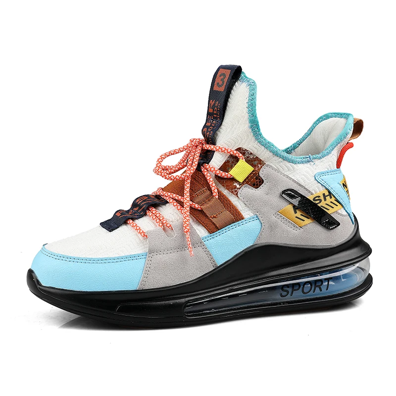 

2021 Spring Autumn High Elasticity Men Chunky Sneakers Fashion Breathable Man Casual Shoes Plus Size 39~45