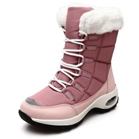 new winter women high quality warm snow middle boots lace up thicken comfortable casual outdoor waterproof hiking shoes size 42