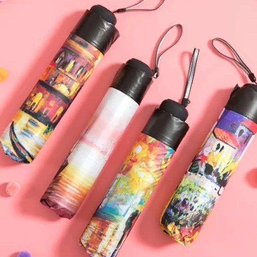 Креативная картина маслом анти УФ Artny Umberlla дождь для женщин Floding милый топ