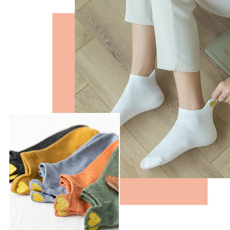 Женские носки Удобные хлопковые Повседневные Дышащие с узором в виде сердца