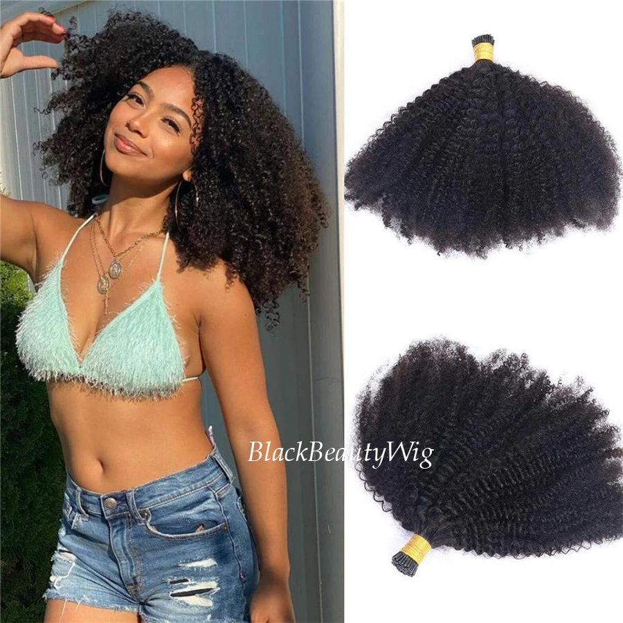 

Afro Kinky Curly I Tip Human Hair Extension Pre bonded Mongolian Remy Stick I Tip Hair Curly Microlinks Fusion Hair 100Strands