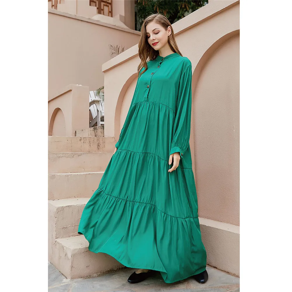 2021 Весна повседневное Свободное длинное платье для женщин; Большие размеры Новое поступление мусульманское длинное исламский халат Vestido Ра...