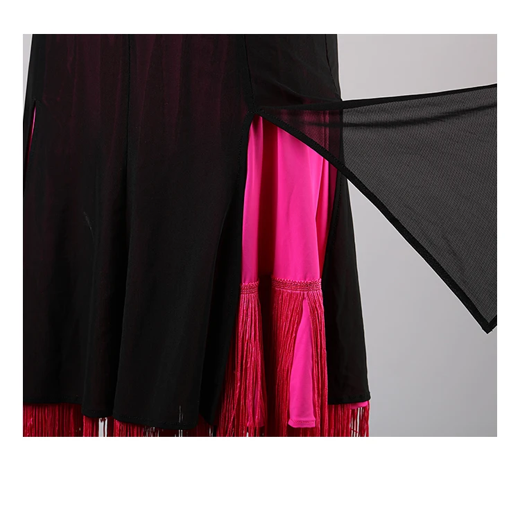Professional Latin Dance Skirt Half-Length Dance Clothes New Split Tassel Hit Color Half Skirt Adult Exercise Clothes DWY2119