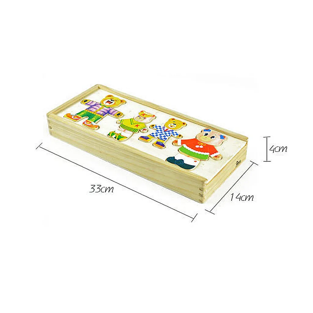 

Little Bear Dress Changing Puzzle Wooden Children's early Learning Creative Toys Puzzle baby toys Animal Cartoon Puzzle Jigsaw