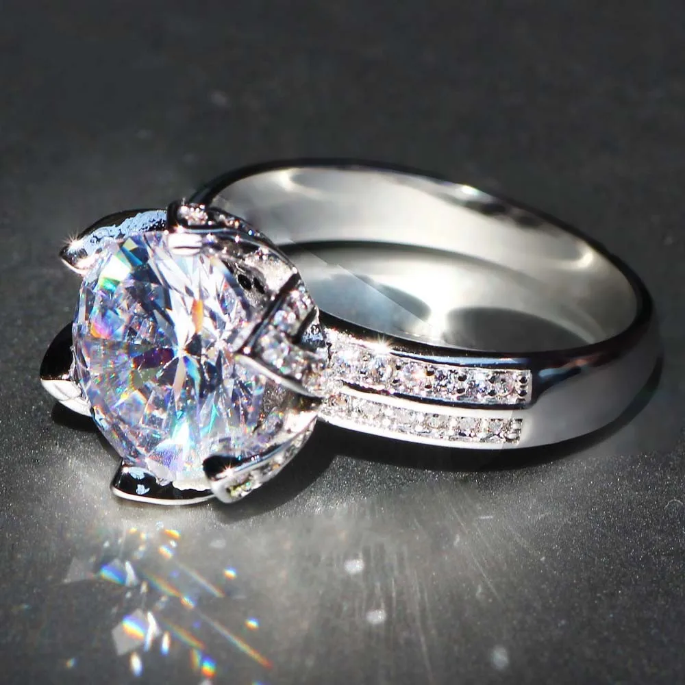 Женское Обручальное кольцо с цветком лотоса из серебра 100% пробы круглым