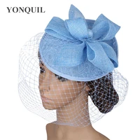 bride mesh wedding fascinator hat elegant women fashion headpiece flower nice occasion headwear hairpin ladies party millinery