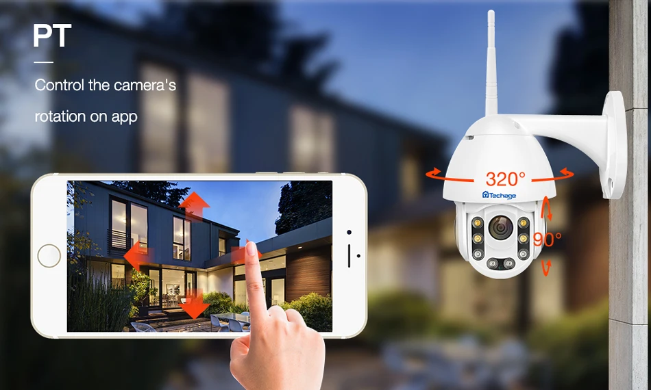 Techage 1080P 2MP Беспроводная PT IP камера, скоростная Купольная Wi-Fi камера для безопасности на открытом воздухе, двухстороннее аудио AI, распознавание человека, Onvif CCTV, наблюдение