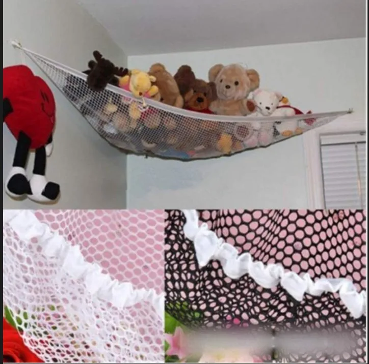 Hollow Mesh Children's Toy Hammock Kids Stuffed Animals Net Holder Corner Storage Baby Shower Bag Hanging Bedroom Bath Organizer