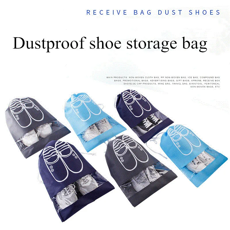 

Новые сумки для хранения обуви из нетканого материала на шнурке, женские и мужские пылезащитные Чехлы, домашние сумки для обуви, портативны...