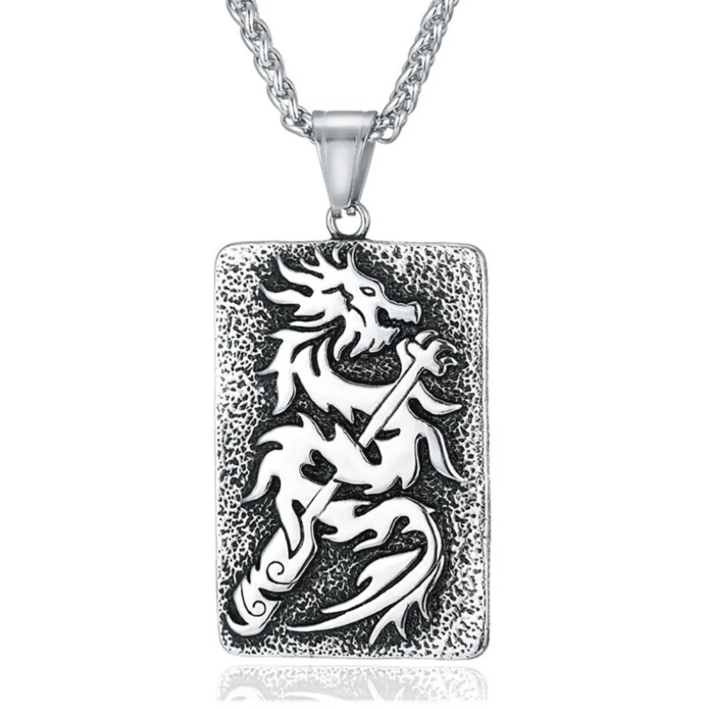 

Ожерелье с подвеской в виде дракона, из нержавеющей стали