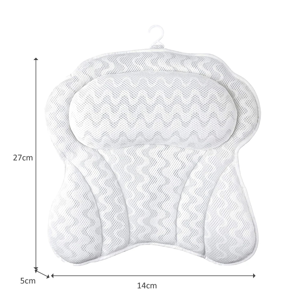 

3D Soft White Butterfly Massage Bath Pillow with Suction Cups Spongy SPA Bathtub Cushion Neck Back Comfort Relaxing Tool