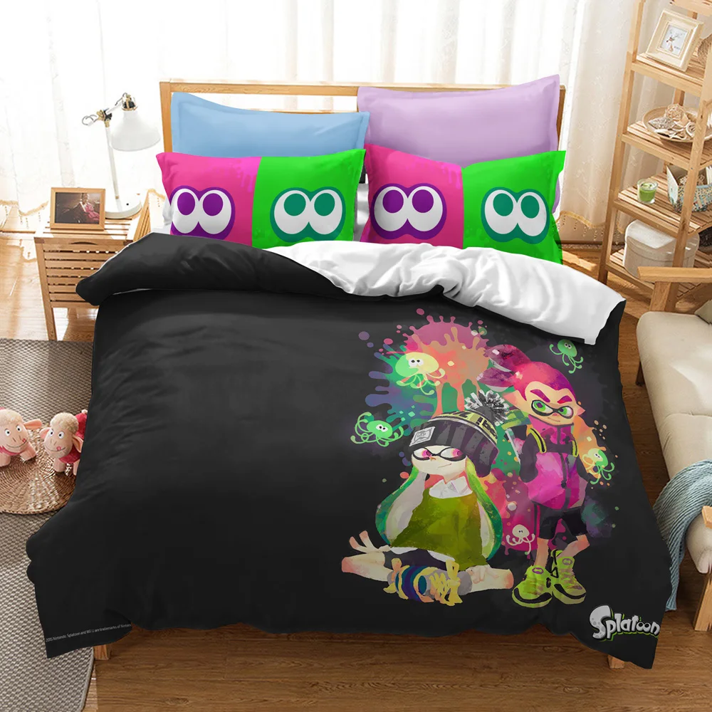 

Popular Splatoon 2 Game Printed Bedding Set 3d Cartoon Duvet Cover Set Pillow Case Twin Full Queen King Size Bed Linen Bed Sets