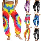 Женские повседневные свободные штаны для йоги в стиле хиппи, широкие брюки с цветочным принтом, женские брюки Harlan 2021, лидер продаж