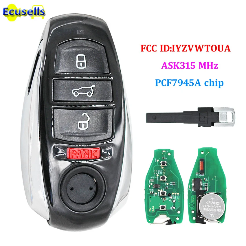 3 + 1/4 Кнопка ASK 315 МГц дистанционный ключ флэш чип VAG для VW VOLKSWAGEN Touareg HU66 FCC: IYZVWTOUA с