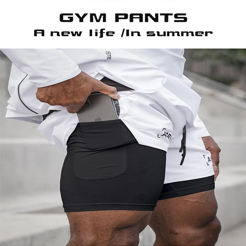 

Summer ASRV two in one fake two piece men's shorts lined with Capris reflective pants waterproof double layer basketball pants