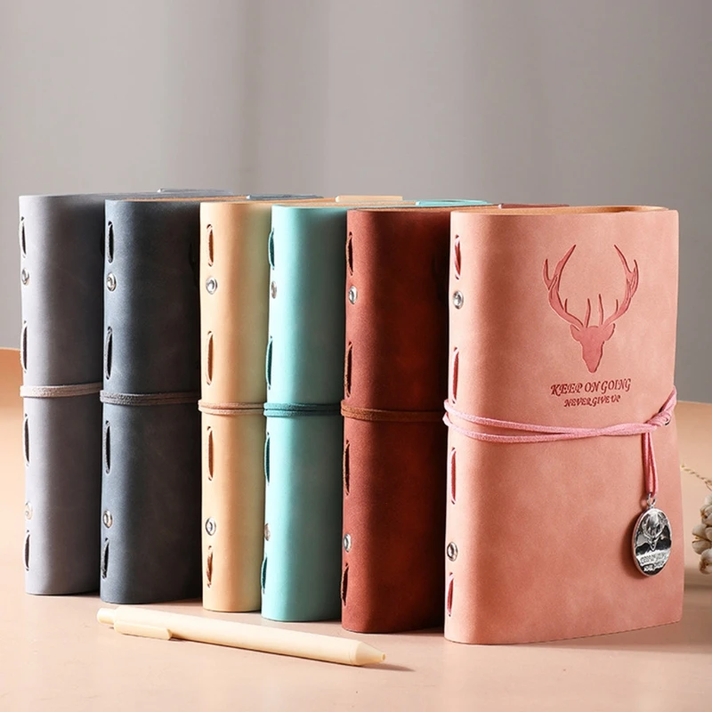 

P82F A6 Refillable Leaf-loose Notebook PU Leather Journal Handbook for Women Faux Leather Bound Personal Notebook Diary