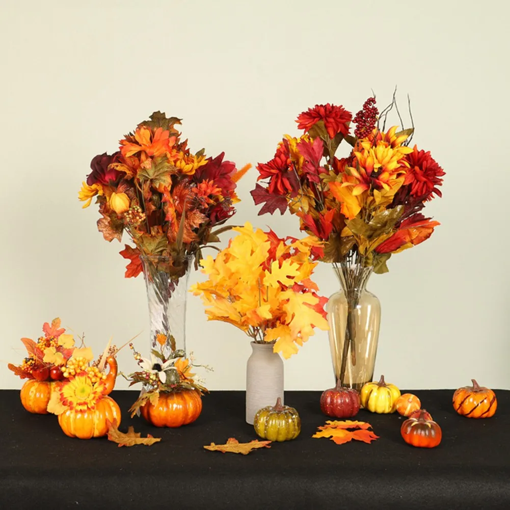 

Artificial Leaves Pumpkin Photography Flower Autumn Decoration Props Home Decor Xmas Tree Decor 2022 Navidad Natal