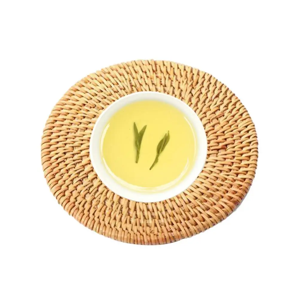 

40% Hot Sales!!! Round Woven Rattan Coaster Tea Cup Mat Insulated Dining Table Mug Pad Decoration