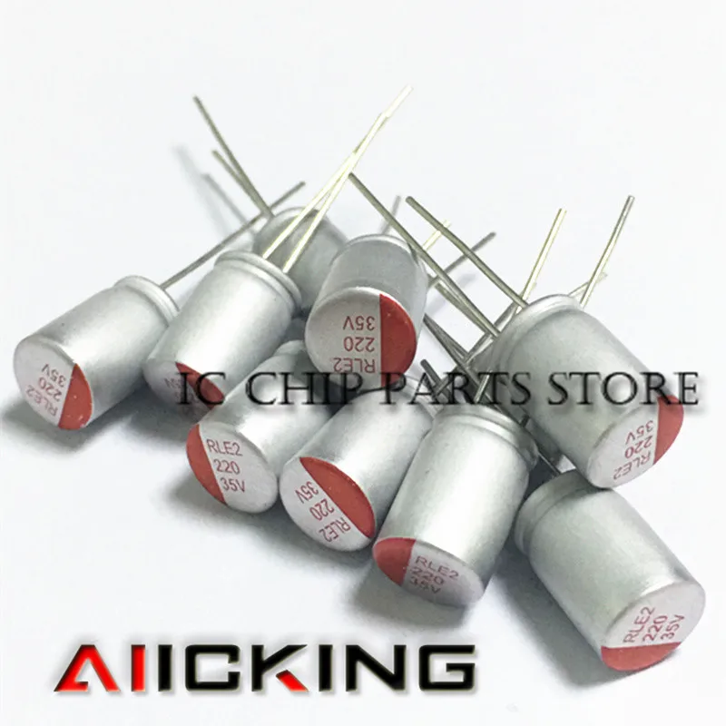 10pcs Solid state capacitors 35V220UF 8 * 12 motherboard capacitance 220UF 35V 12mm | Электроника